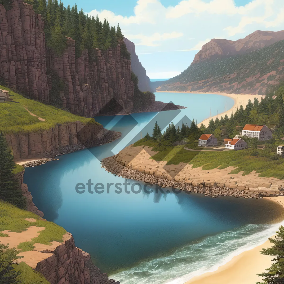 Picture of Scenic Villa by the Lake on a Summer Day
