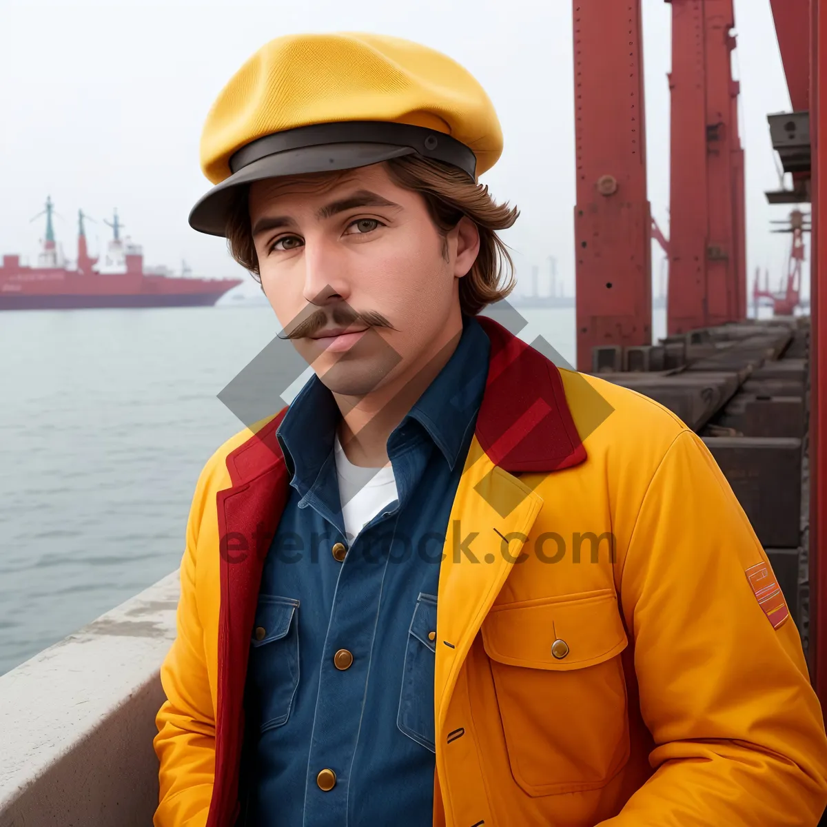 Picture of Smiling Engineer in Hardhat on Construction Site