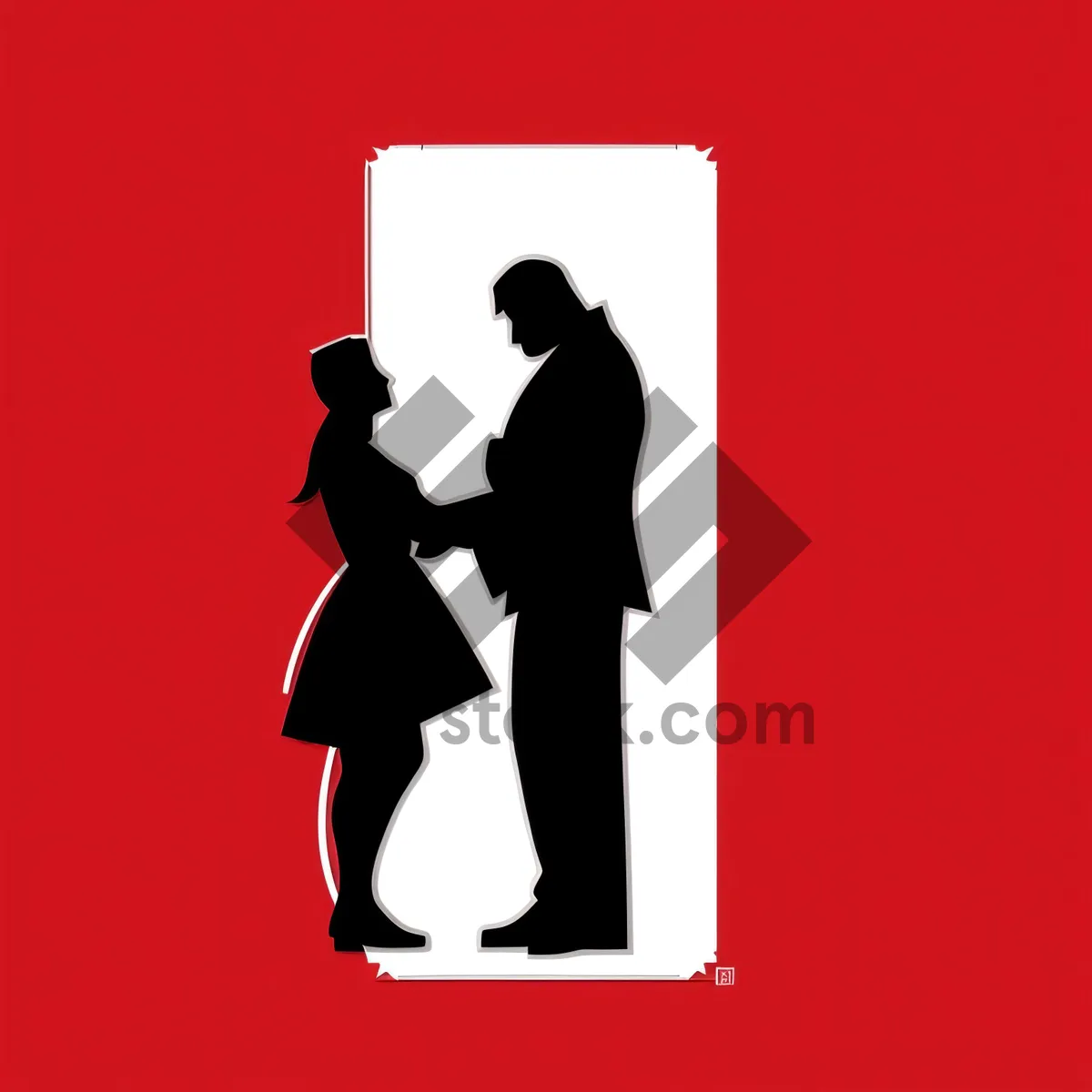 Picture of Silhouette of Newlywed Bride and Groom