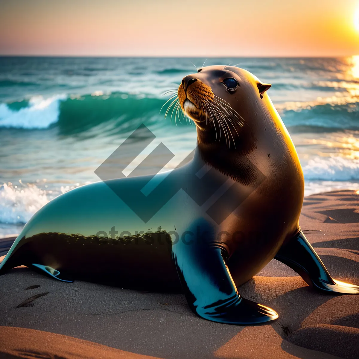 Picture of Playful Sea Lion Swimming in the Ocean