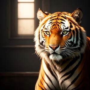 Fierce Striped Tiger Cat in the Wild
