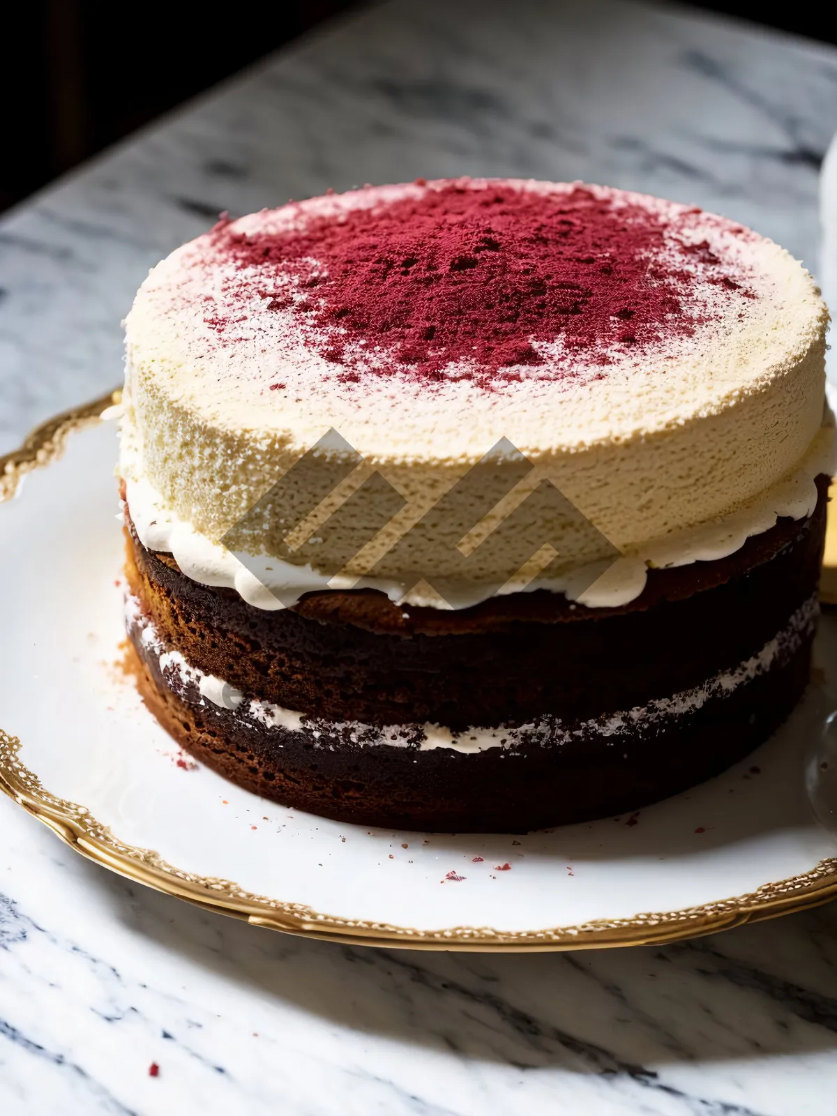 Picture of Delicious Strawberry Cake with Fresh Berry Garnish