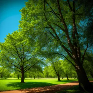 Golden Canopy: Majestic Oak Tree in Scenic Woods