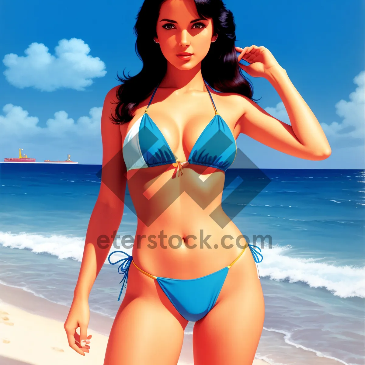 Picture of Exotic Beach Babe in Sensual Swimsuit