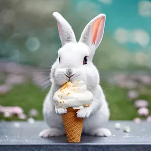 Fluffy Easter Bunny on Spring Grass