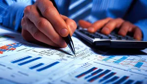 Businessman signing financial contract on office desk.