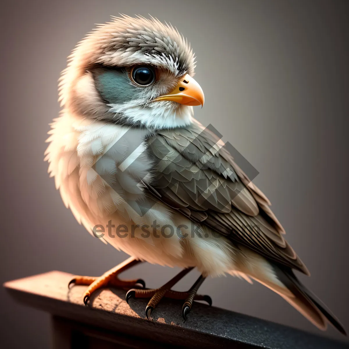 Picture of Cute Sparrow Sitting on Tree Branch