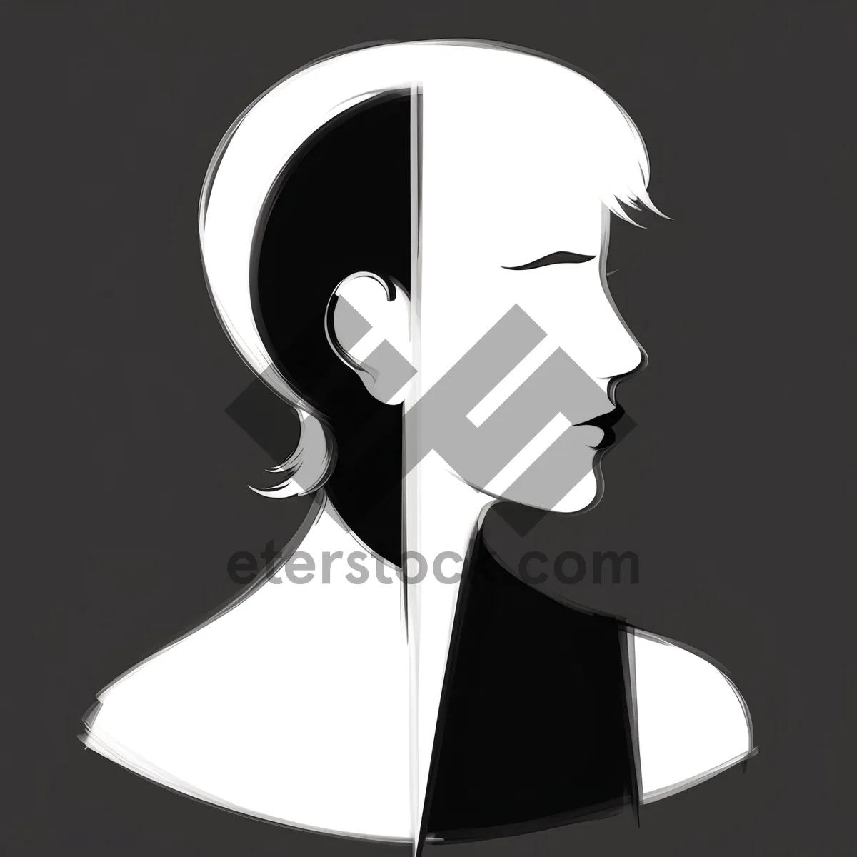 Picture of Artistic Cartoon Silhouette with Unique Haircut