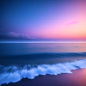 Vibrant Sunset over Serene Beachscape