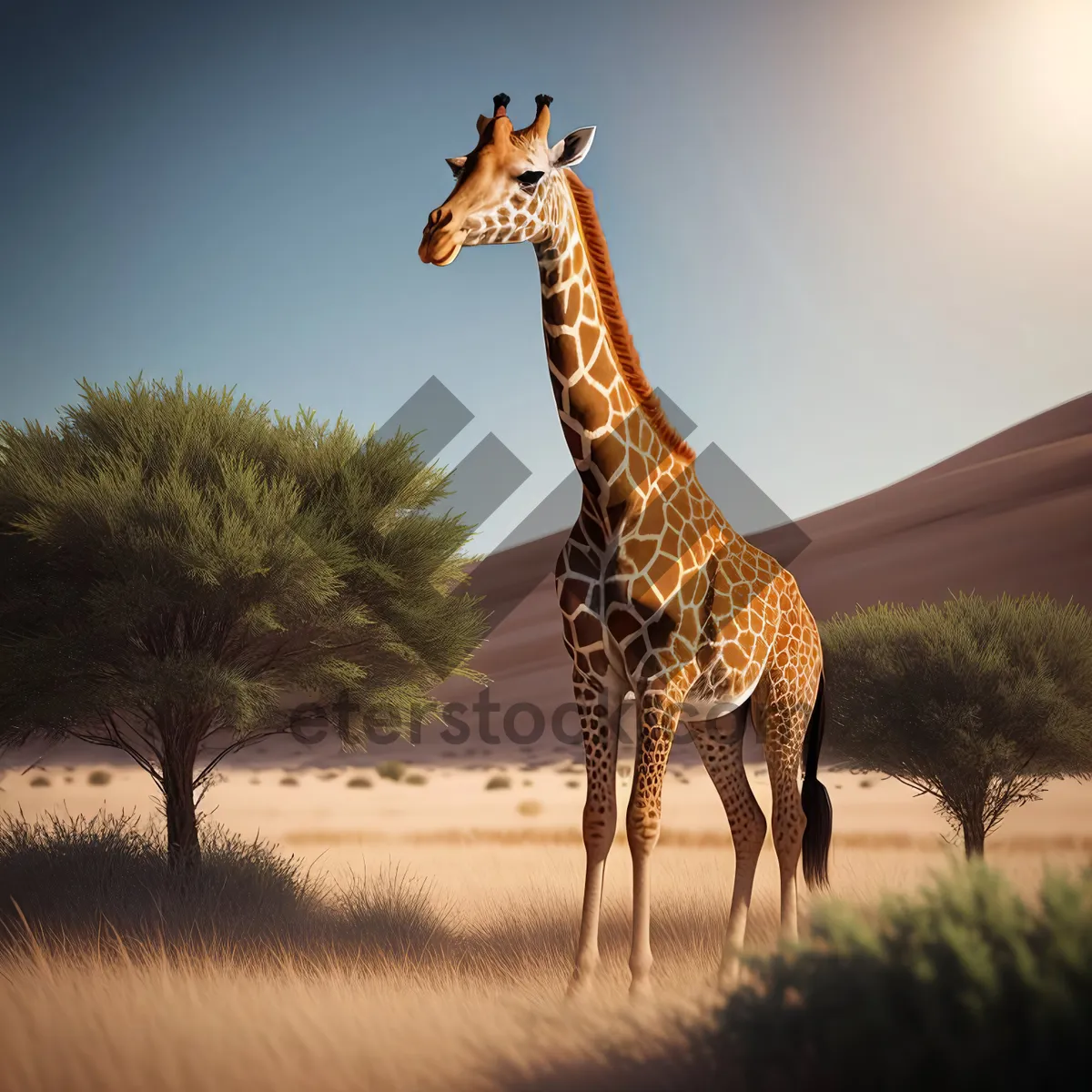 Picture of Graceful Giraffe in South African Wilderness