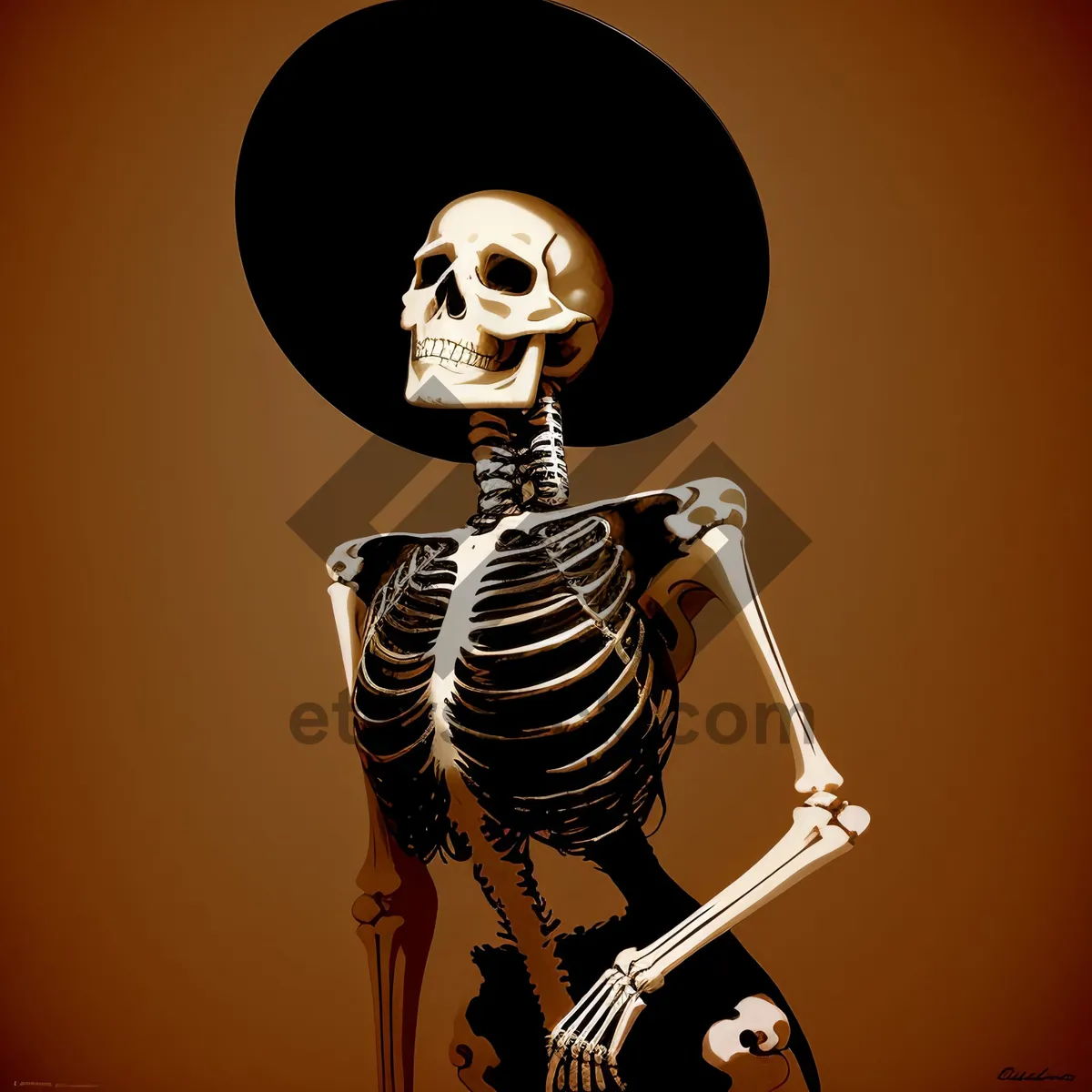 Picture of Horrifying 3D Anatomical Skeleton in Deathly Pose