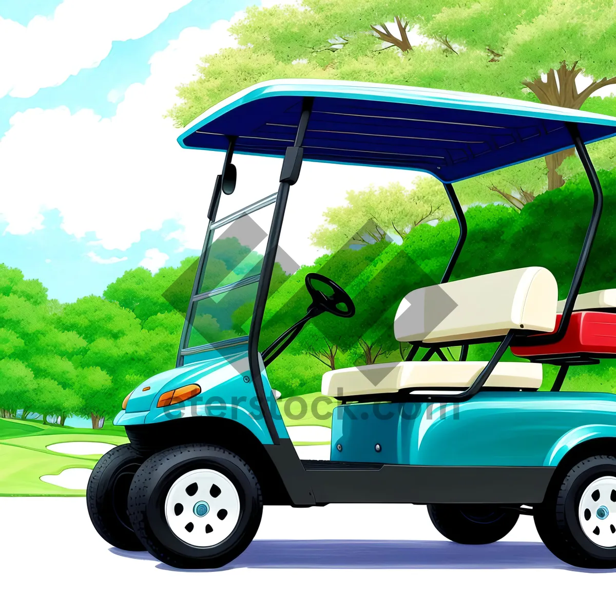 Picture of Golf Cart on Green Course