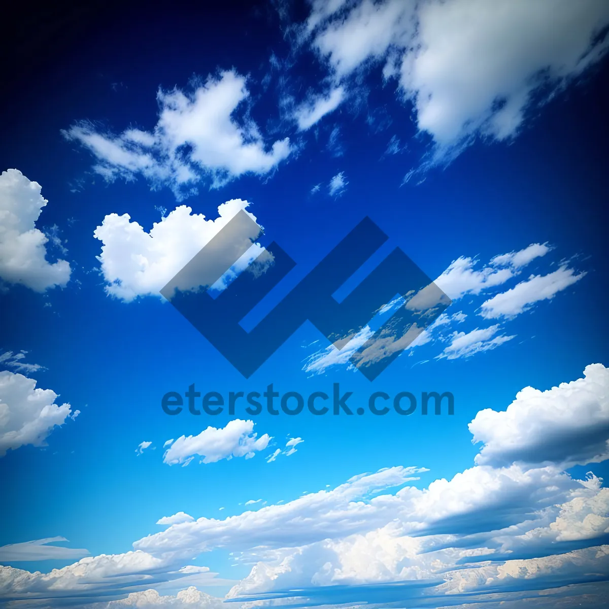 Picture of Vibrant Summer Sky with Fluffy Clouds