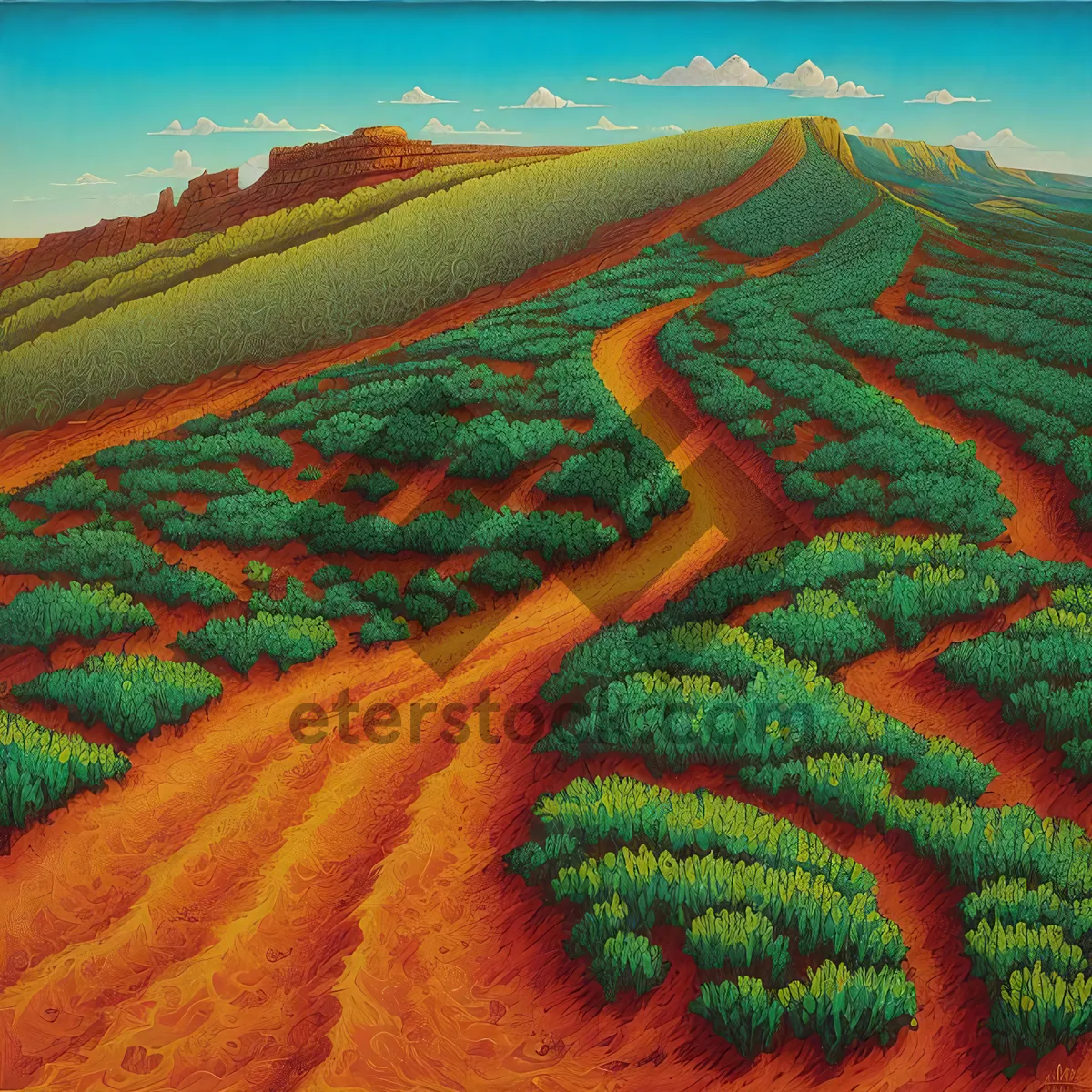 Picture of Sandy Maze Landscape with Intricate Pattern