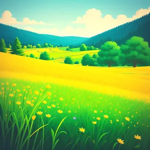 Vibrant Summer Landscape under Clear Blue Skies