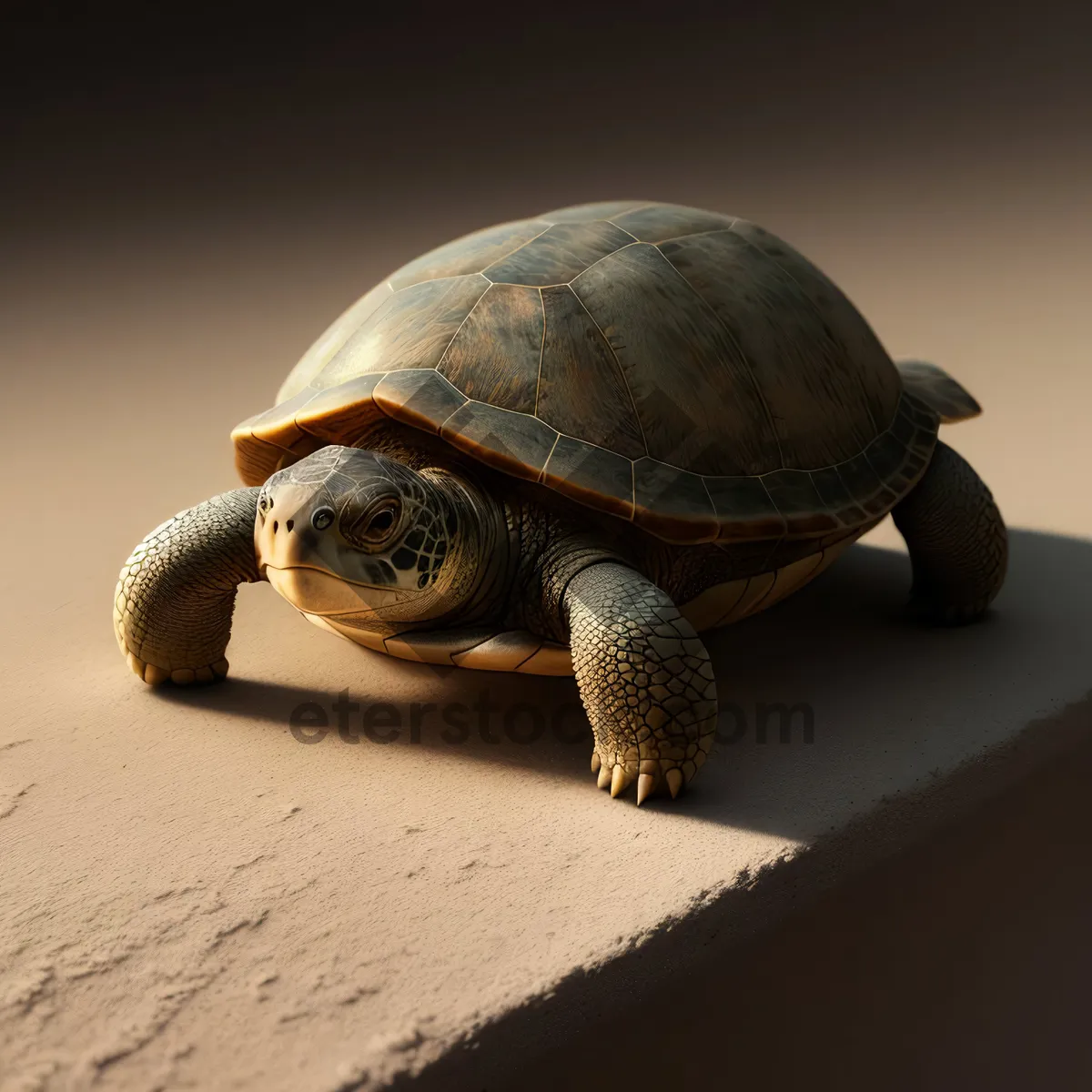 Picture of Cute Box Turtle Shell: Slow-Moving Reptile with Hard Protective Shell