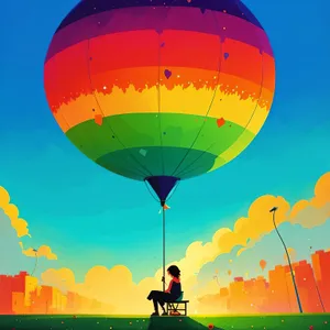 Colorful Hot Air Balloon Soaring in Sky