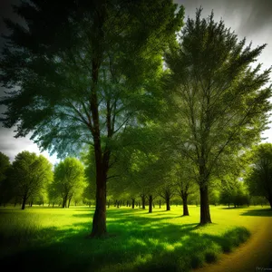 Serene Autumn Forest with Willow Trees