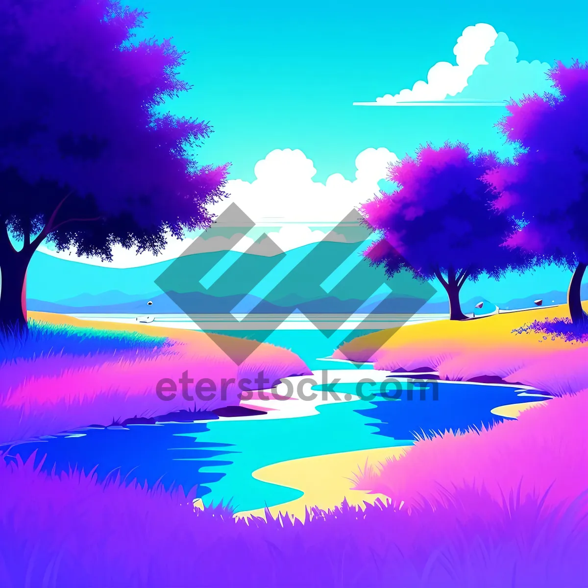 Picture of Sunset Reflection on Summer Landscape