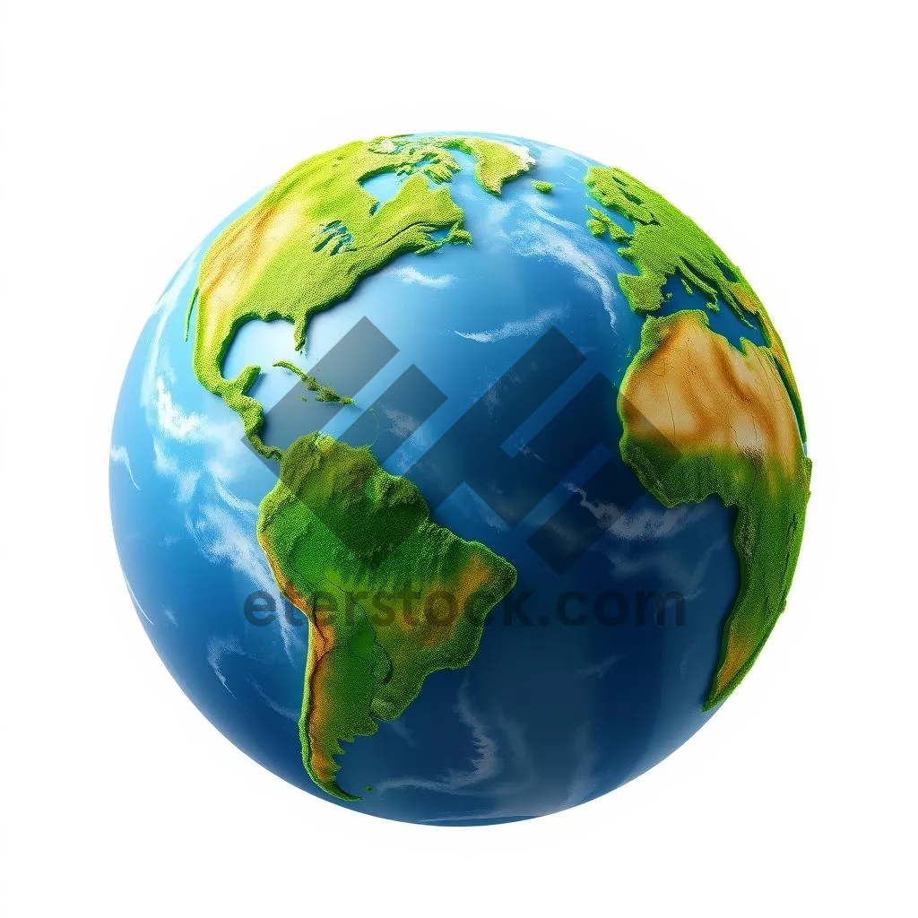 Picture of Global shiny 3D earth map icon illustration.