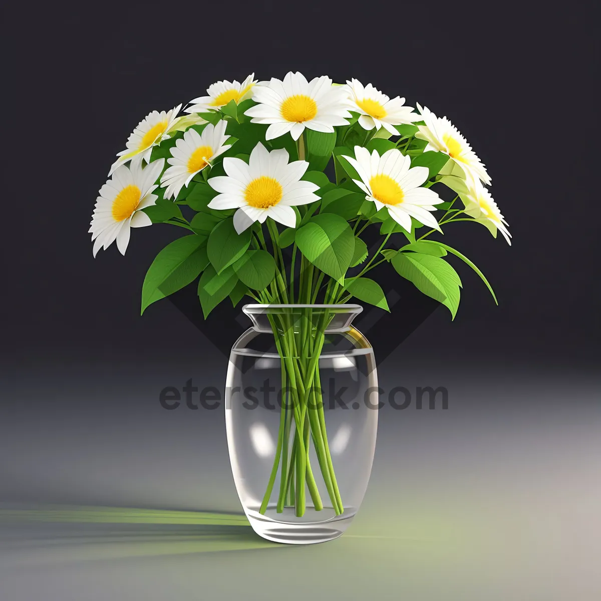 Picture of Bright Daisy Blossom in Vase: Summer Floral Arrangement