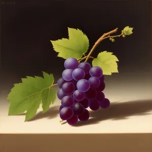 Juicy Purple Grapes on Vine in Vineyard