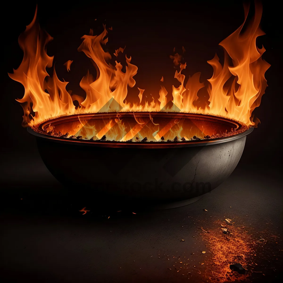 Picture of Fiery Cooking Utensil: Wok and Flame