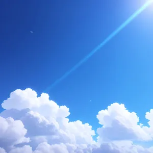 Sunlit Cloudscape Over Clear Blue Sky