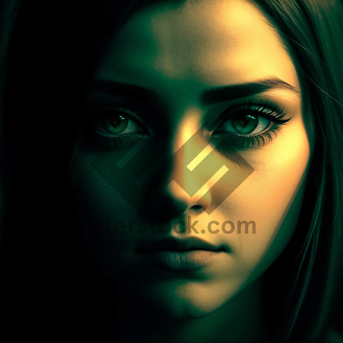 Picture of Captivating brunette with magnetic gaze and alluring lips