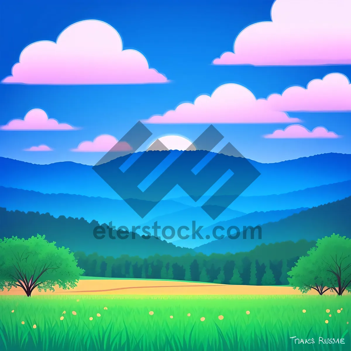 Picture of Breathtaking Rural Landscape under Clear Skies