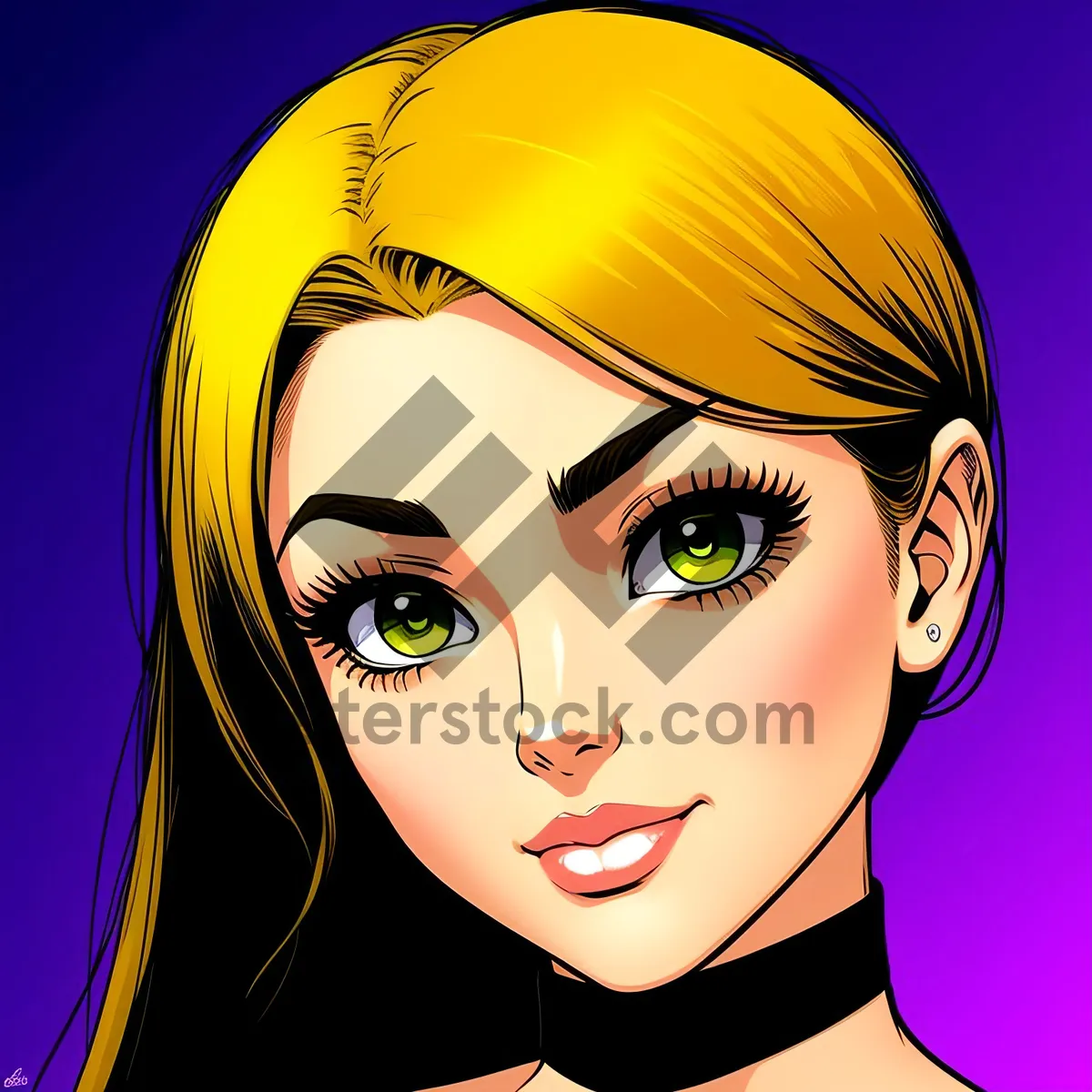 Picture of Glamorous Fashion Model with Striking Makeup and Hairstyle