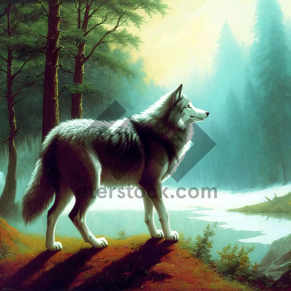 Picture of Cute Red Wolf Canine with Wild Fox-like Features