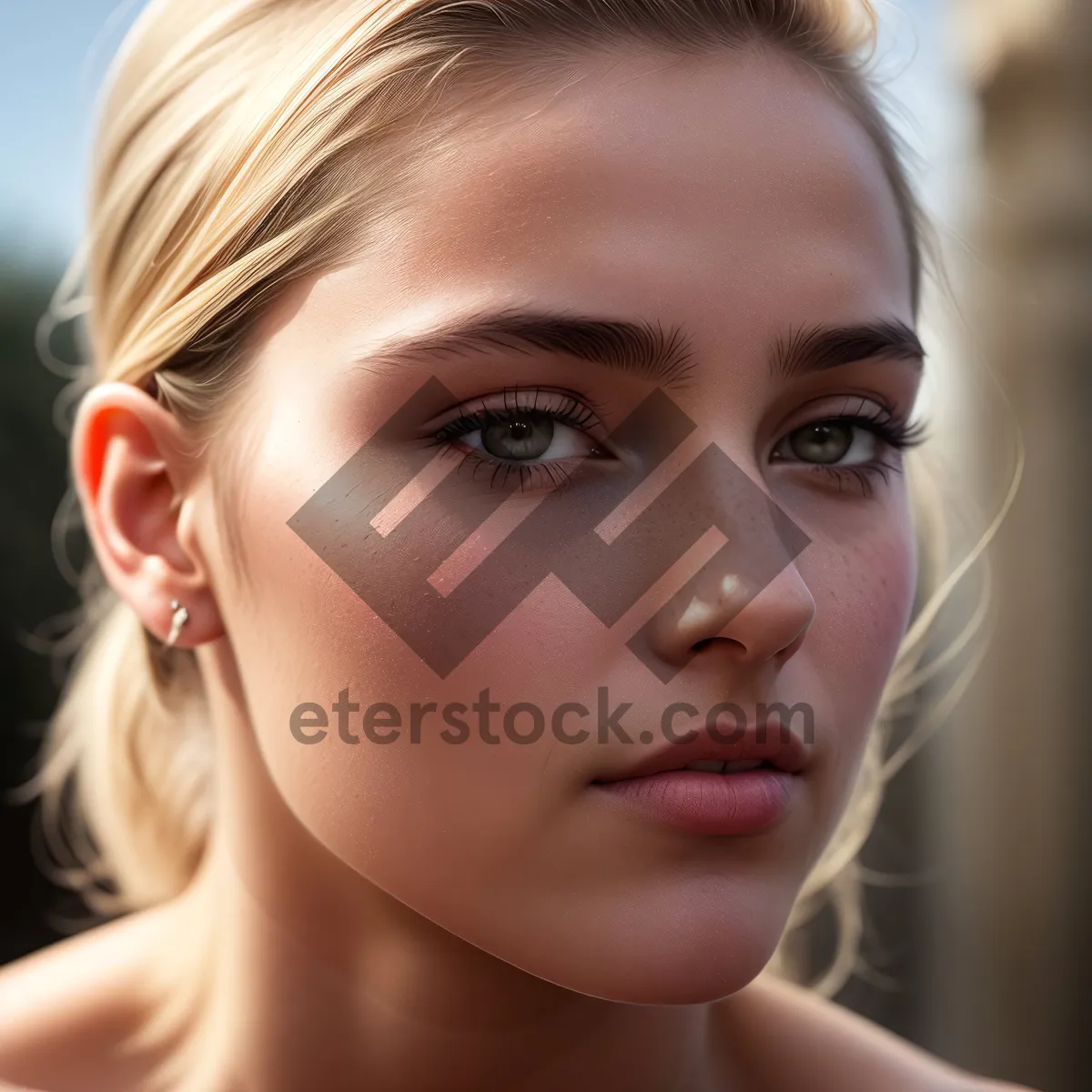 Picture of Smiling Blond Lady with Attractive Braid