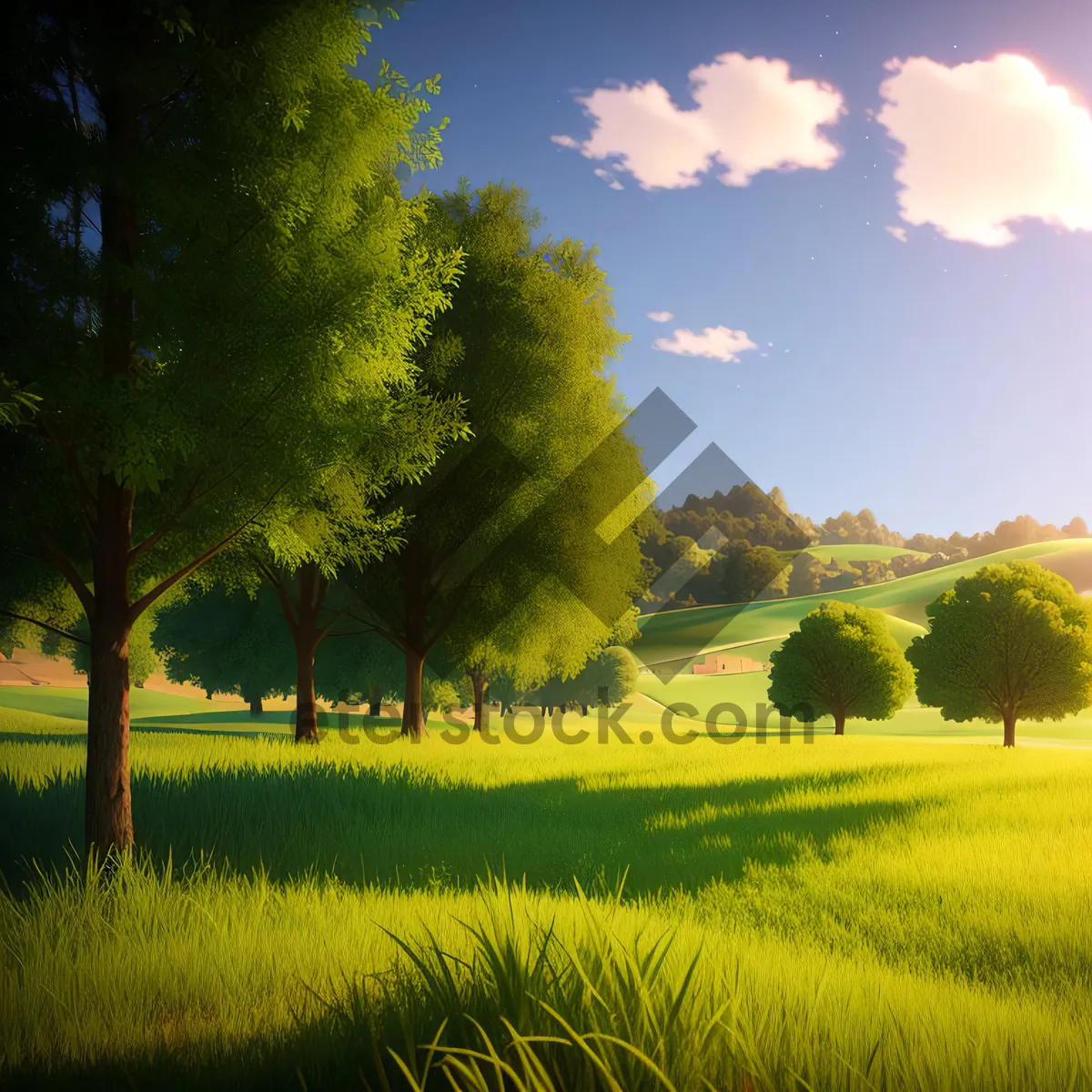 Picture of Golden Rapeseed Field Under Blue Skies"
or
"Serene Rural Landscape with Blooming Rapeseed Field