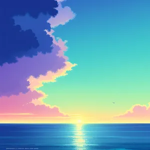 Sunset over the serene ocean horizon