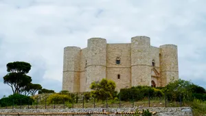 Ancient Medieval Castle Tower on Historic Stone Fortress.