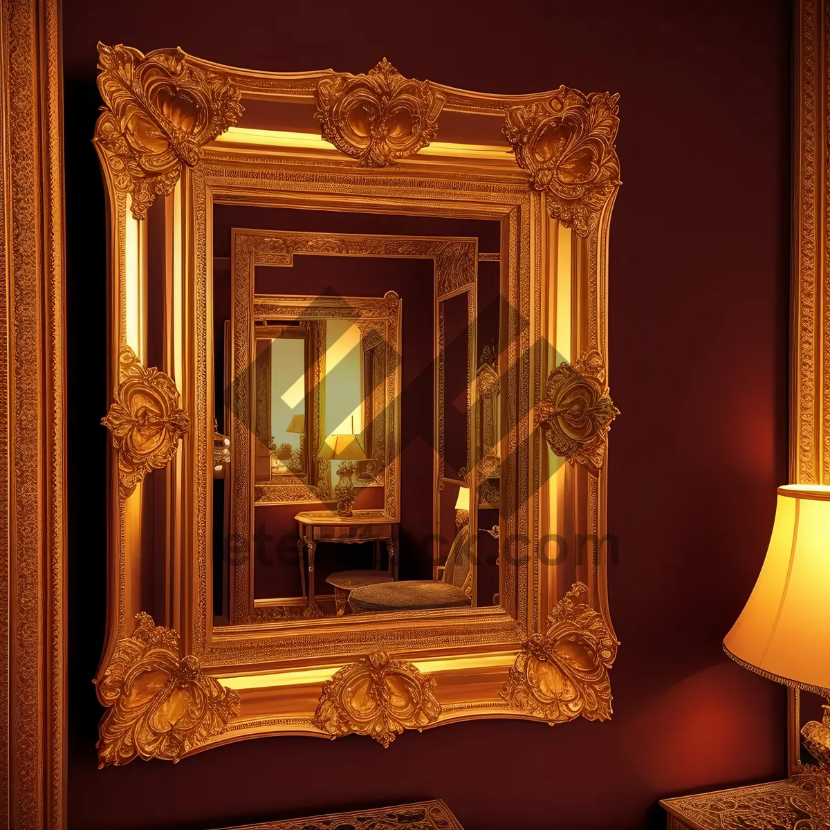 Picture of Golden Antique Ornate Frame - Vintage Decorative Wall Art