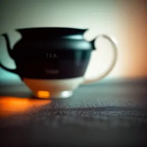 Hot breakfast coffee in elegant china teapot