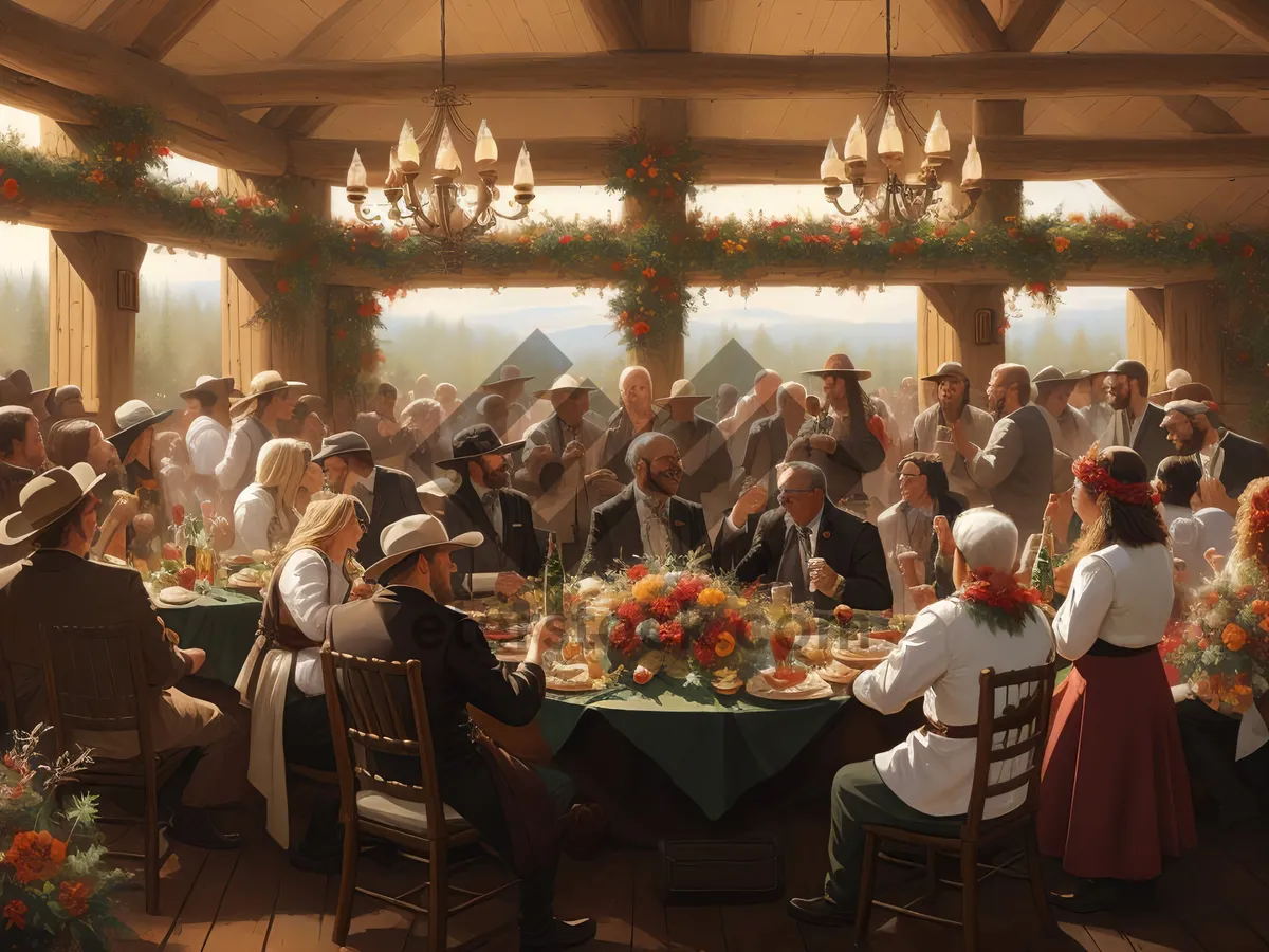 Picture of Restaurant dining hall interior with banquet tables and chairs
