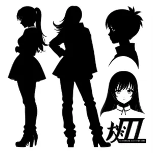 Group of Silhouetted Men and Women