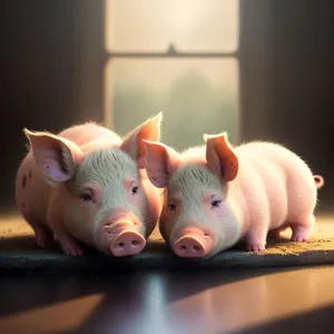 Pink Piggy Bank Saving Money on Farm