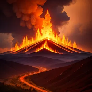 Fiery Sunset Over Mountain Valley