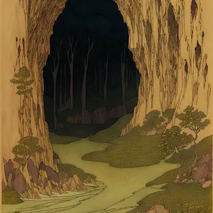 Camouflaged Rock Cave: Hidden Prayer Rug Amidst Stone