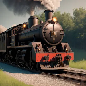Vintage Steam-Powered Railway Engine on Tracks