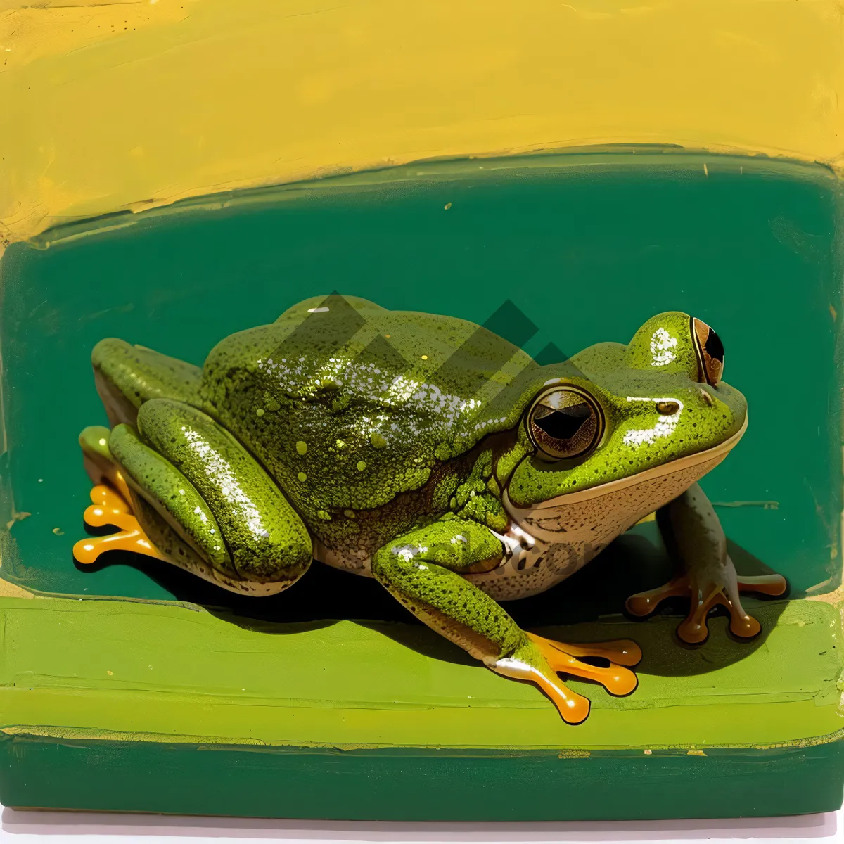 Picture of Bulging-eyed Tree Frog Peeking Through the Leaves