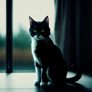 Furry Gray Kitty on Windowsill