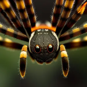 Vibrant Winged Arachnid Capturing Prey