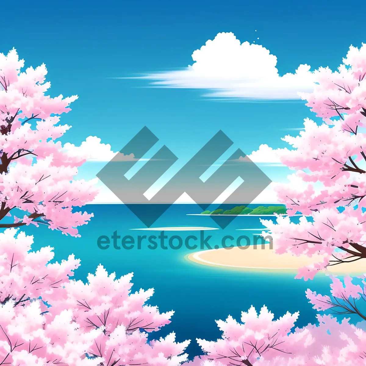 Picture of Pastel Pink Maple Tree in Summer Sky