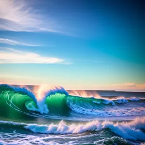 Serenity at Sunset: Coastal Horizon Over Calm Ocean