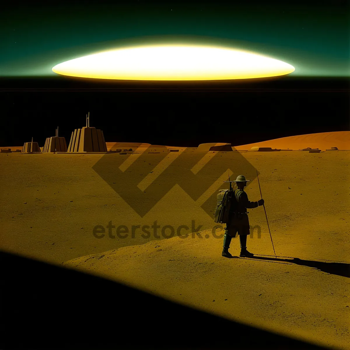 Picture of Serene Sunset Silhouette Over Beach Horizon